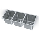 Polarware 12123-2 3-Compartment Heavy Duty Stainless Drop-In Sink w/ Square Corners, 2-in Drain