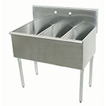 Advance Tabco 64360 Square Corner Sink, (3) 24 x 20 x 14-in Compartment, 300 Stainless
