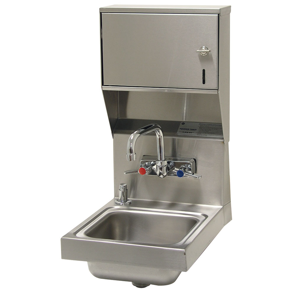 Advance Tabco 7PS84 Wall Mount Commercial Hand Sink w/ 9"L x 9"W x 5"D Bowl, Soap Dispenser