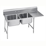 Advance Tabco 9-22-40-18R Sink, (2) 20 x 20 x 12-in D, 18-in Right Drainboard, 18/304 Stainless