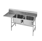 Advance Tabco 9-22-40-24L Sink, (2) 20 x 20 x 12-in D, 24-in Left Drainboard, 18/304 Stainless