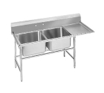 Advance Tabco 9-22-40-24R Sink, (2) 20 x 20 x 12-in D, 24-in Right Drainboard, 18/304 Stainless