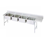 Advance Tabco 9-24-80-18R Sink, (4) 20 x 20 x 12-in D, 18-in Right Drainboard, 18/304 Stainless