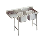 Advance Tabco 93-22-40-18R Sink, (2) 20 x 20 x 12-in D, 18-in Right Drainboard, 16-Ga. Stainless