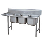 Advance Tabco 93-3-54-18L Sink, (3) 20 x 16 x 12-in D, 18-in Left Drainboard, 16-Ga. Stainless