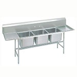 Advance Tabco 93-3-54-24RL Sink, (3) 20 x 16 x 12-in D, 24-in L & R Drainboard, 16-Ga. Stainless