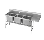 Advance Tabco 93-43-72-24R Sink, (3) 24 x 24 x 12-in D, 24-in Right Drainboard, 16-Ga. Stainless