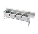 Advance Tabco 93-44-96-24R Sink, (4) 24 x 24 x 12-in D, 24-in Right Drainboard, 16-Ga. Stainless