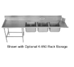 Advance Tabco DTC-3-2020-108L Dishtable w/ (3) 20 x 20 x 12-in Sinks & 27-in Left Drainboard