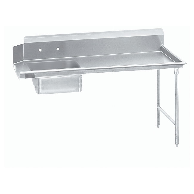 Advance Tabco DTS-S60-108R 107" R-L Straight Soil Table - 10.5" Backsplash, Galvanized Legs, 14-ga 304-Stainless