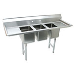 Advance Tabco K7-CS-32 Convenience Store Sink, (3) 12 x20 x12 dp Compartments, (2) 11-5/8 in Drainboard
