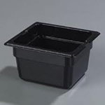 Carlisle 1050103 1/6-Size Long Food Storage Container, 4-in Deep, Polycarbonate, Black
