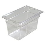 Carlisle 10282-807 Food Storage Container, 1/4 Size, 6 in D, 3 per Pack, NSF, Clear