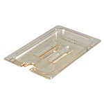 Carlisle 10491U13 1/4-Size Hot Food Pan Lid w/ Handle & Notched, Amber