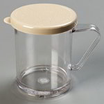 Carlisle 427006 Shaker Dredge w/ Handle & Beige Salt & Pepper Lid, Clear Poly
