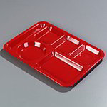 Carlisle 4398005 Heavy 6-Compartment Tray, 10 x 14-in,  Left Handed, Red