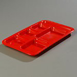 Carlisle 4398205 6-Compartment 15 x 9-in Tray, Right Handed, Red
