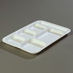 Carlisle 4398802 Heavy 6-Compartment Tray, 10 x 14.5-in,  Right Handed, White