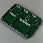 Carlisle 4398808 Heavy 6-Compartment Tray, 10 x 14.5-in,  Right Handed, Forest Green
