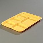 Carlisle 4398834 Heavy 6-Compartment Tray, 10 x 14.5-in,  Right Handed, Bright Yellow