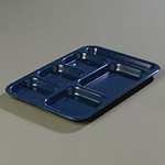 Carlisle 4398835 Heavy 6-Compartment Tray, 10 x 14.5-in,  Right Handed, Cafe Blue