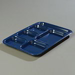 Carlisle 4398850 Heavy 6-Compartment Tray, 10 x 14.5-in,  Right Handed, Dark Blue