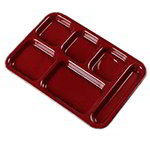 Carlisle 4398885 Heavy 6-Compartment Tray, 10 x 14.5-in,  Right Handed, Dark Cranberry