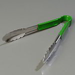 Carlisle 60756009 9.5-in Utility Tong w/ Green Handle, Heavy Duty Stainless