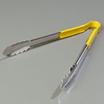 Carlisle 60756204 12-in Utility Tong w/ Yellow Handle, Heavy Duty Stainless