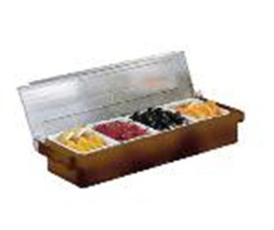 Carlisle CH1401 Deluxe Condiment Caddy, (4) 1-1/2 Pint Containers, Brown