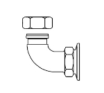 T&S Brass 00WW Female Union Coupling Inlets, 1/2 in IPS, 90 Degree Inlet