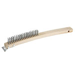 Winco BR-319 Wire Brush, 3 in x 19 in, Steel Bristles, Wood Handle