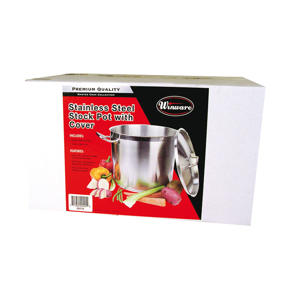 Winco SST16 16qt Stainless Steel Stock Pot Induction Ready