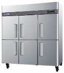 Turbo Air M3R72-6 Reach-In Refrigerator w/ 3-Section & Solid Half Doors, 72-cu ft