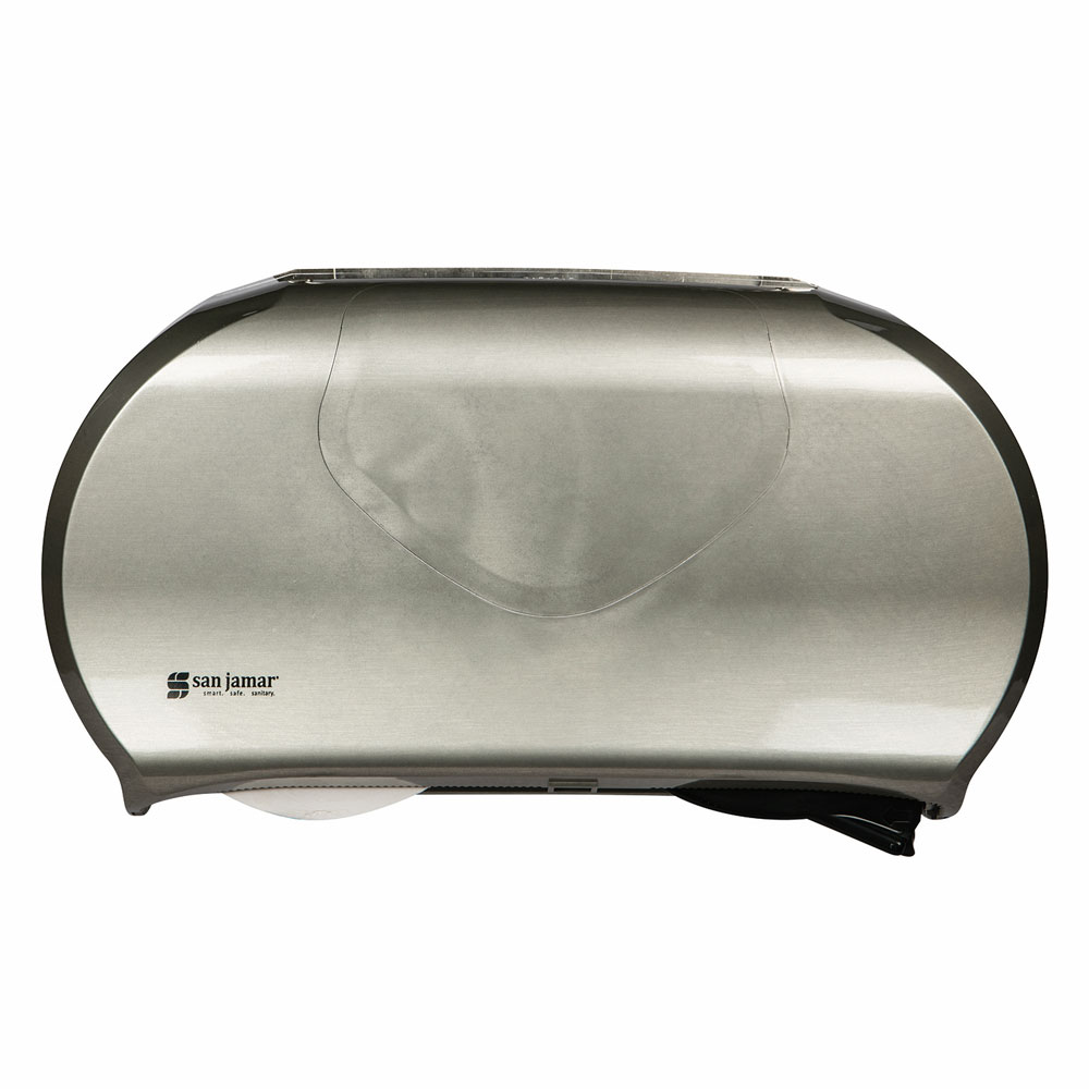 San Jamar R4070SS Toilet Paper Dispenser Fits (2) 9" Jumbo Rolls