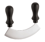 World Cuisine 48017-14 5.5-in Mezzaluna, Dual Plastic Handles, Steel & Carbon Blade