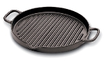 World Cuisine A1733726 10.25-in Enameled Cast Iron Grill w/ Handles, Round, Grooved, Red