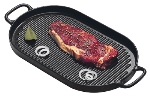 World Cuisine A1733735 Oval Enameled Cast Iron Grill, 13.75 x 7-7/8-in, Grooved