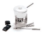 World Cuisine 42415-09 Chocolate Fondue, Stainless Steel Tripod, Ceramic, White