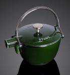 Staub 165 00 85 Enameled Cast Iron Round Teapot, 1 qt, Basil