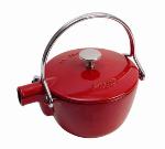 Staub 165 00 06 Enameled Cast Iron Round Teapot, 1 qt, Cherry
