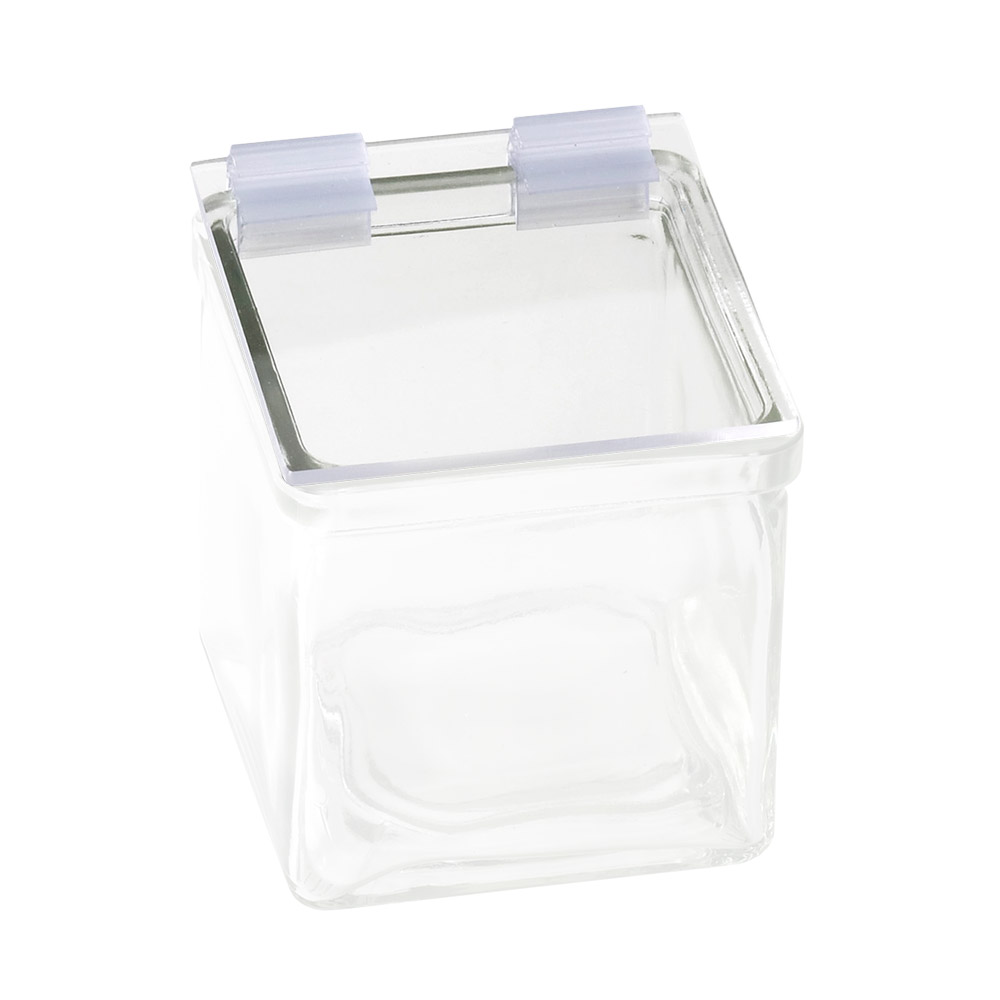 CalMil 1811 Solid Lids w/ Soft hinge for 4 x 4" Glass Jars