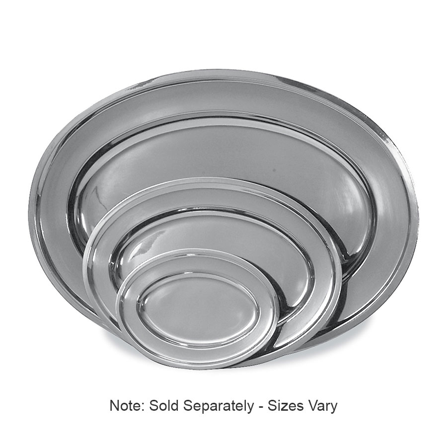 Browne 105360 Serving Tray, Stainless Steel, with Rolled Edge, 22 x 15 in