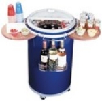 Summit Refrigeration PCC50BLUE Outdoor Party Cooler, Lift-Up Lid, 2 Wooden Trays, Casters, Blue, 72 Can