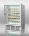 Summit Refrigeration SWC6GWLCSSWO Wine Cellar, SS, Glass Door, Front Lock, Wooden Shelves, 51 Bottle Cap