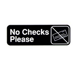 Vollrath 4520 No Checks Please Sign, 3 x 9-in, White-On-Black