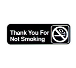 Vollrath 4521 Thank You For Not Smoking Sign, 3 x 9-in, White-On-Black