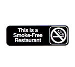 Vollrath 4524 This is a Smoke-Free Restaurant Sign, 3 x 9-in, White-On-Black