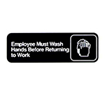 Vollrath 4530 Wash Hands Before Returning To Work Sign, 3 x 9-in, White/Black