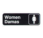 Vollrath 4567 Women Damas Sign, 3 x 9-in, White-On-Black